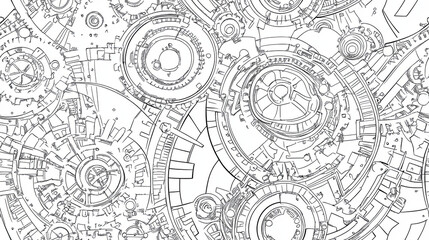 Obraz premium Intricate steampunk design featuring gears, cogs, and machinery elements, showcasing complex mechanical aesthetic