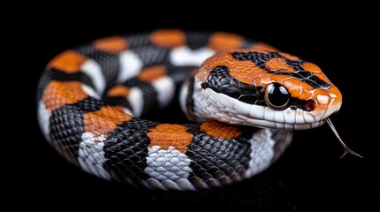 Obraz premium Vibrant Orange Black And White Snake Coiled