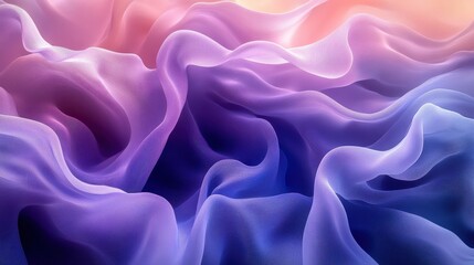 Obraz premium Abstract Wavy Fabric Texture in Gradient Pink and Purple, 3D Rendered Digital Background.