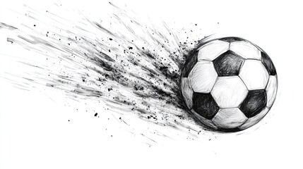 Soccer Ball Drawing: Dynamic soccer ball drawings capturing the details of a ball in motion, perfect for sports-themed designs and soccer-related content. --