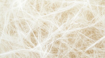 A high-resolution macro shot of delicate white fibers intricately intertwined, creating a soft and airy texture with a natural and lightweight aesthetic