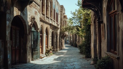 Obraz premium Sunlit Stone Street in an Ancient City