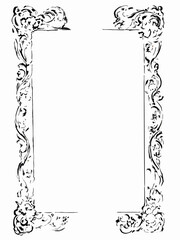 black and white antique picture frame border sketch vector