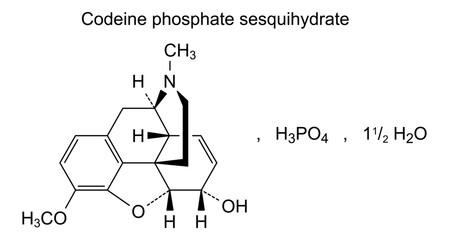 Chemical structure of codeine phosphate sesquihydrate, drug substance