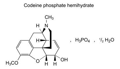 Chemical structure of codeine phosphate hemihydrate, drug substance