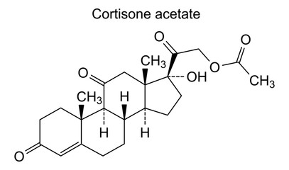 Chemical structure of cortisone acetate, drug substance