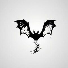 Fototapeta premium Silhouette of a bat with a swarm of bats behind it