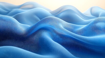 Obraz premium Gentle light illuminating abstract blue textile waves in serene motion pictures