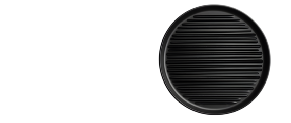 Round grill pan with clean lines and empty surface, isolated on plain white background, Transparent PNG