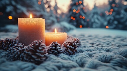 Illuminated wooden houses shine brightly in a charming winter village setting image