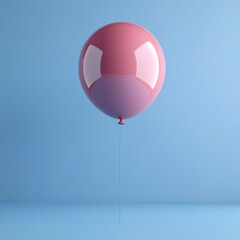Obraz premium Glossy Pink Balloon Floating on Light Blue Background, Isolated, 3D Render.