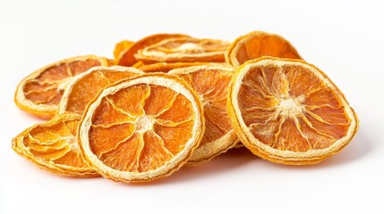 Dried Orange Slices for Decorative and Culinary Uses on Isolated White Background
