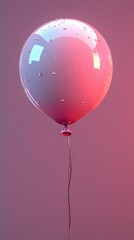 Glossy Pink Balloon with Water Droplets on a Gradient Pink Background.