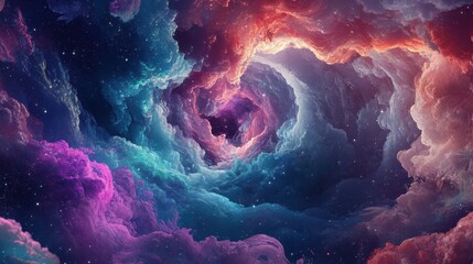Cosmic Nebula Swirling Colors and Stars