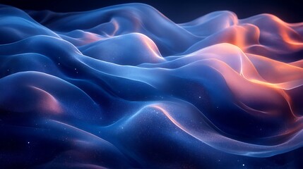 Obraz premium Soft light illuminating abstract blue waves with flowing textile texture