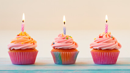 cupcakes with lit candles