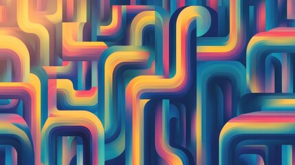 Abstract Colorful Curved Lines Design Pattern