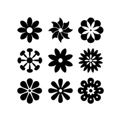 set of flowers silhouettes of flowers