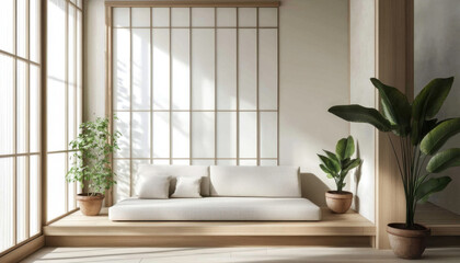Serene Minimalist Japanese Living Room Interior Design