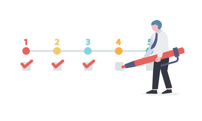 チェックマークを書くビジネスマン