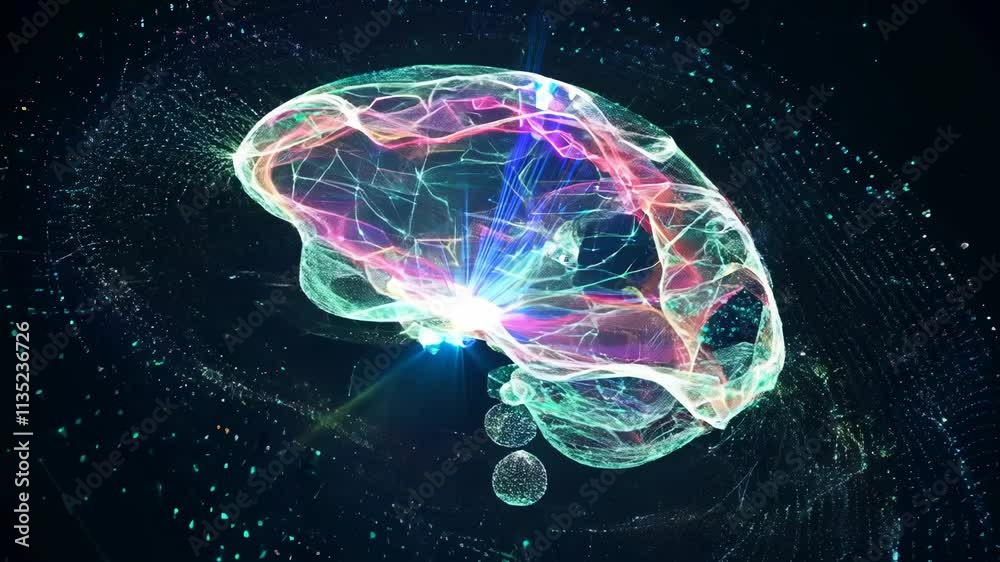 Fototapete digital holographic ai brain science concept. artificial intelligence brain network