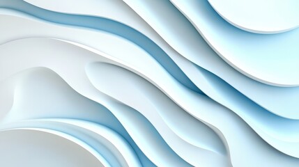 Abstract Blue and White Waves - Flowing lines, layered design, soft curves, calming palette, modern texture.  Symbolizes serenity, fluidity, movement, depth, and transition.