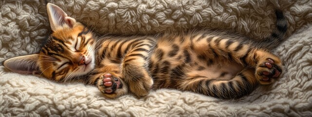 Obraz premium Kitten wrapped in a blanket. Selective focus.