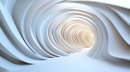 Obraz premium Abstract White Tunnel Design - Swirling, smooth, light, bright, futuristic architectural concept. Represents progress, innovation, and a pathway to the future.