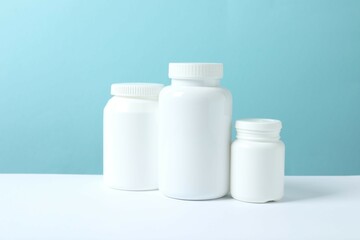 White bottle on a blue background