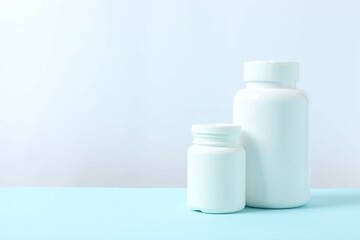 White bottle on a blue background