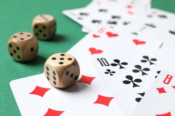 Playing cards with cubes. Gambling concept