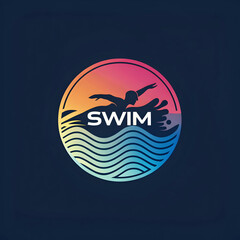 A gradient swimming logo template features smooth color transitions