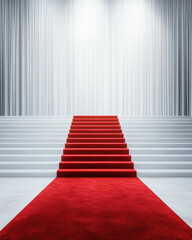 Empty Red Carpet Leading to a Podium
