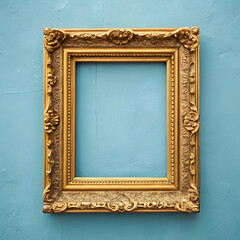 A golden frame adds elegance and luxury to any artwork or photo, featuring a rich