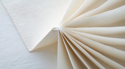  A close-up of the pages in an open book, with one page folded up to reveal the texture of the white paper.