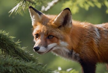 Obraz premium The Red Fox,Vulpes vulpes.A Red Fox Blends with Jungle Serenity