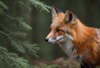 Fototapeta premium The Red Fox,Vulpes vulpes.A Red Fox Blends with Jungle Serenity