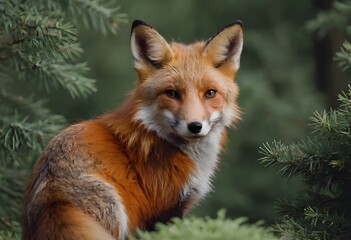 Fototapeta premium The Red Fox,Vulpes vulpes.A Red Fox Blends with Jungle Serenity