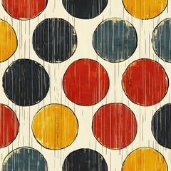 Colorful circles in warm tones of red, yellow, and blue create a vibrant and energetic abstract design, perfect for modern decor.