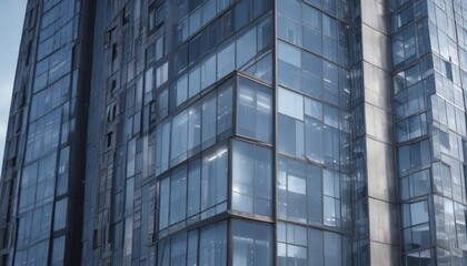 Obraz premium High-rise building with reflective glass and metal facade, skyscraper, modern office building