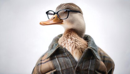 Obraz premium A duck or goose wearing modern casual clothes