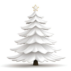 Obraz premium Stylized white Christmas tree with a golden star on top, showcasing minimalistic beauty.