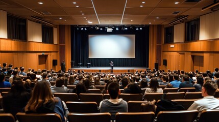 Large Auditorium Filled with Attendees at a Presentation