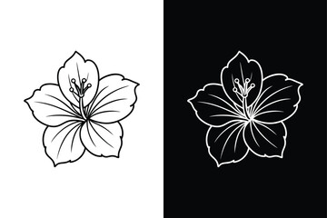 Tropical Elegance. Clean Hibiscus Flower line Icon for Modern Designs © Nezamur
