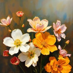 Fototapeta premium Vibrant bouquet of flowers in various colors for floral painting concept