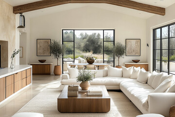 Fototapeta premium Farmhouse interior design of modern living room.