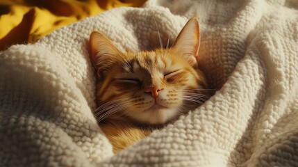 Kitten wrapped in a blanket. Selective focus.