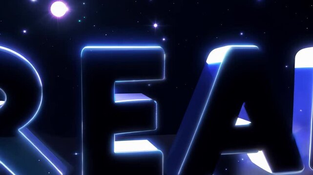 A dark sky with many stars and dream word against night sky background