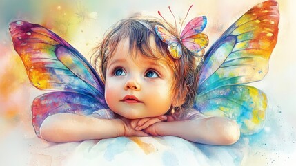 Ethereal Child with Butterfly Wings