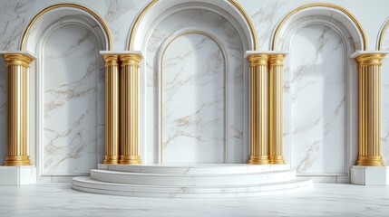 Obraz premium Elegant Marble Interior with Golden Columns